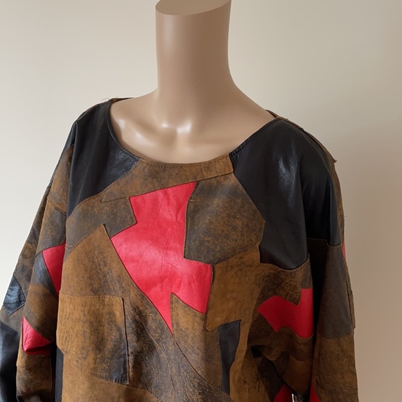 VINTAGE | Leather patchwork top - Picture 11 of 12